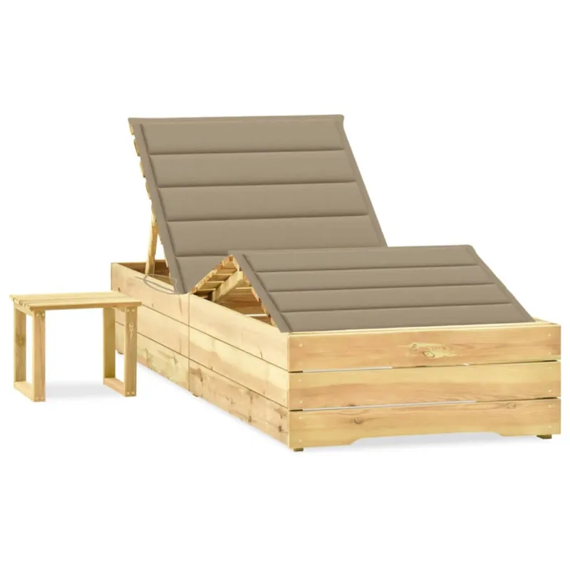 Oferta Leżak ogrodowy ze stolikiem i poduszką, impregnowana sosna