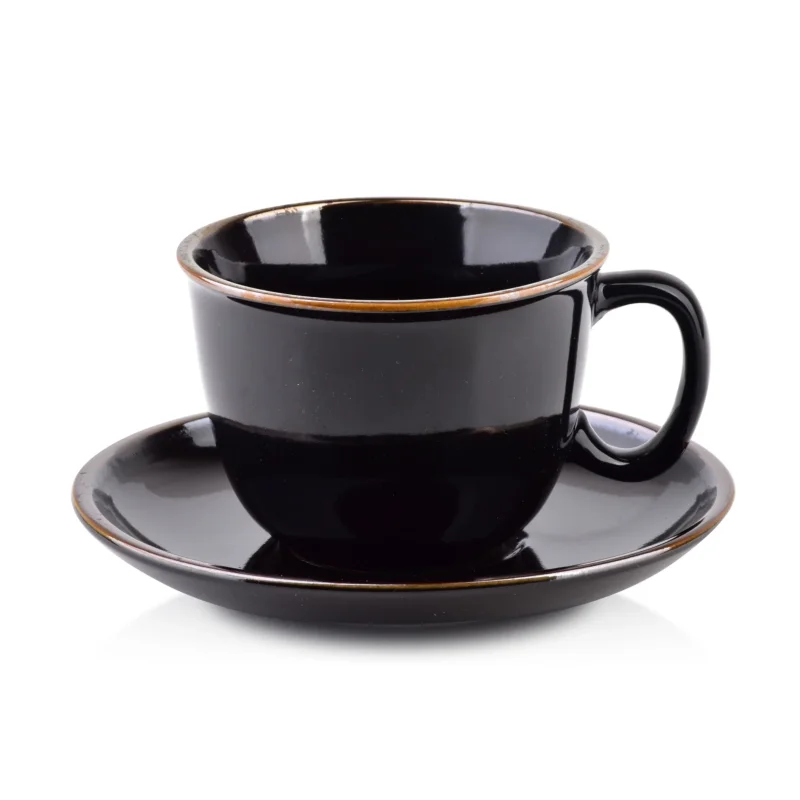 Popularny Filiżanka do kawy i herbaty porcelanowa ze spodkiem AFFEK DESIGN CAL CZARNA 280 ml