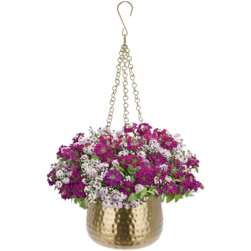 Kwietnik wiszący metalowy z doniczką FLOWERBED GOLD BIG Popularny