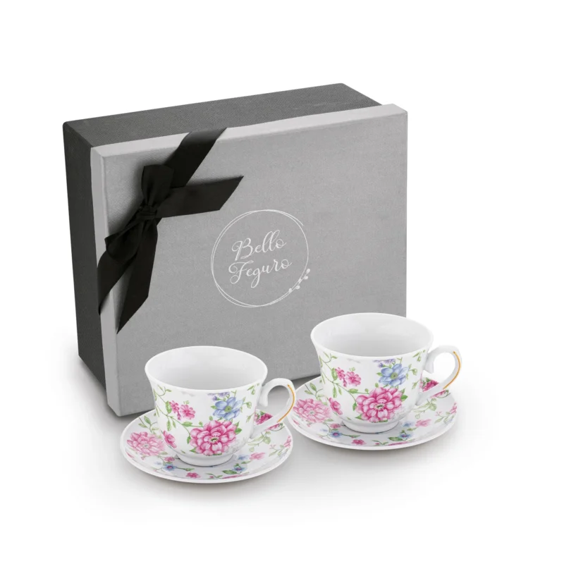 Niska cena Filiżanki do kawy i herbaty porcelanowe ze spodkami TADAR BELLA FEGURO VITTORIA 250 ml 2 szt.