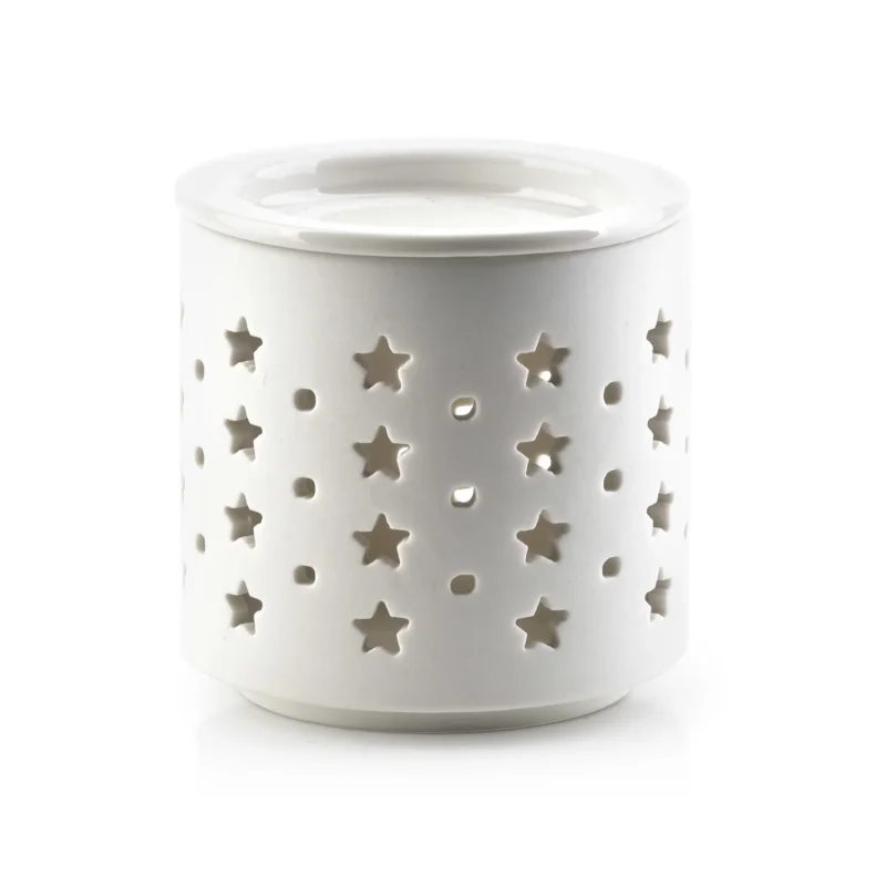 Wyprzedaż Kominek zapachowy do wosku i olejków ceramiczny MONDEX VESTA STARS WHITE BIAŁY