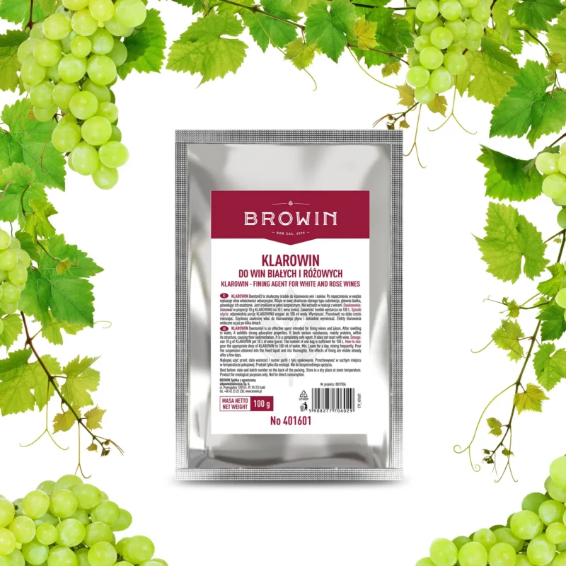 Wysoka jakość BROWIN Wine Klarowin 100 g - środek klarujący do win białych i różowych