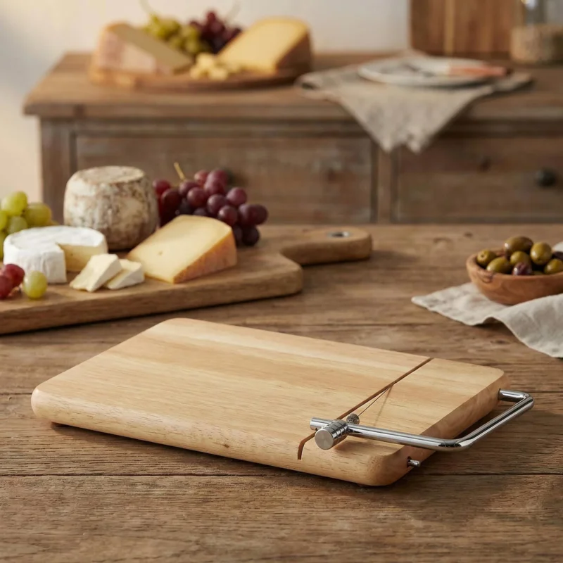 Najlepsza cena ZASSENHAUS Cheese 25 x 18 cm brązowa - deska drewniana z krajalnicą do sera