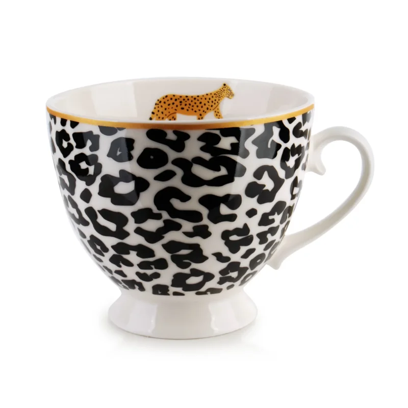 Filiżanka do kawy i herbaty porcelanowa WILD NATURE PANTHERA BIAŁO CZARNA 410 ml Tylko dziś