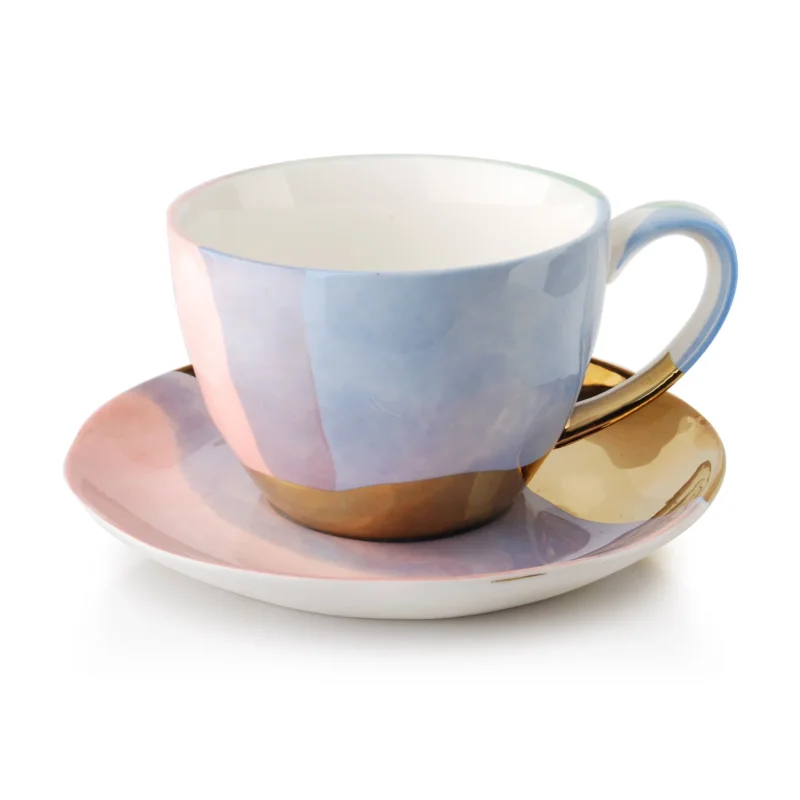 Filiżanka do kawy i herbaty porcelanowa ze spodkiem GOLD PARADISE WIELOKOLOROWA 300 ml Nie przegap