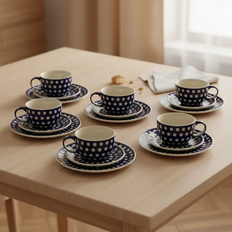 Wysoka jakość Zestaw kawowy dla 6 osób - wzór D-42 - Zakłady Ceramiczne w Bolesławcu (18 el.)