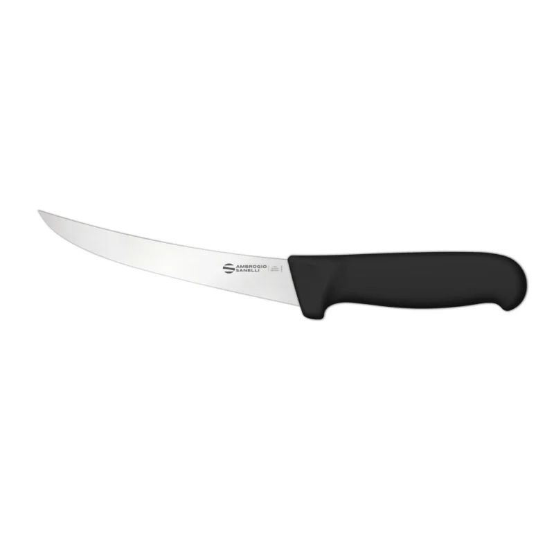 Nóż Trybownik zakrzywiony Ambrogio Sanelli Supra, półsztywne ostrze, 13 cm, czarny Ekspresowa dostawa