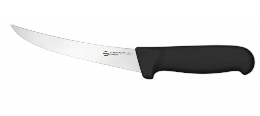 Tylko dziś Nóż Trybownik zakrzywiony Ambrogio Sanelli Supra, półsztywne ostrze, 15 cm, czarny