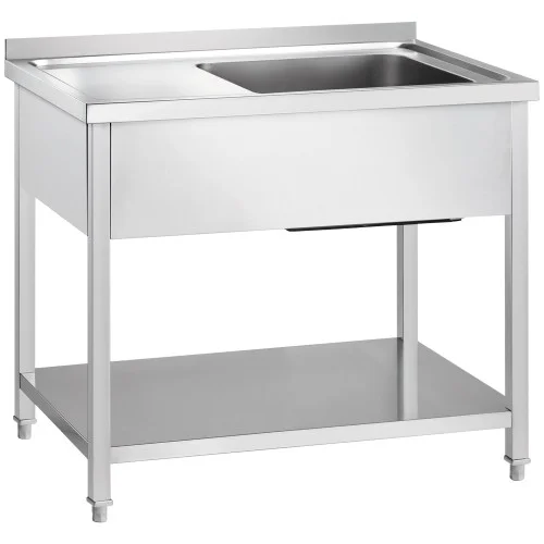 Stół ze zlewem 1-kom.(P),z półką 1000x600x850 mm skręcany (673306) Wysoka jakość